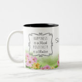 モダン山花前向き確認名前をカスタムする ツートーンマグカップ (左)