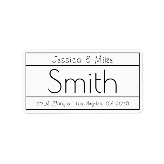 モダン差出人住所ラベル |白と黒 ラベル (正面)