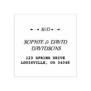 モダン差出人住所矢印ハートモノグラム ラバースタンプ