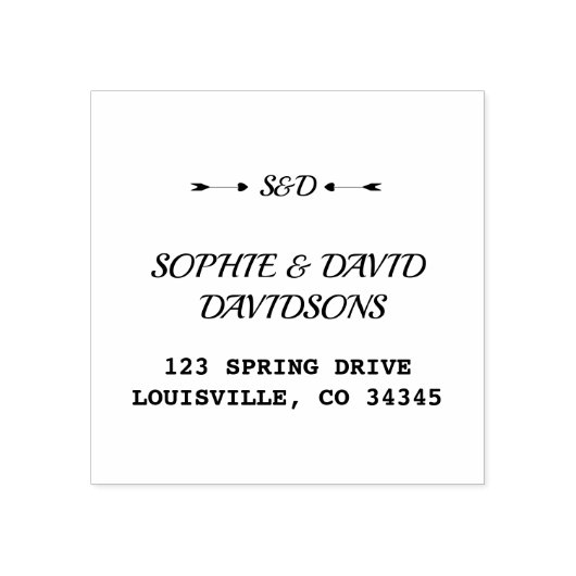 モダン差出人住所矢印ハートモノグラム ラバースタンプ (インプリント)