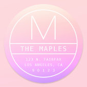 モダン差出人住所&モノグラム カラフル | グラデーション ラウンドシール