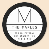 モダン差出人住所&モノグラム |グラデーション黒 ラウンドシール