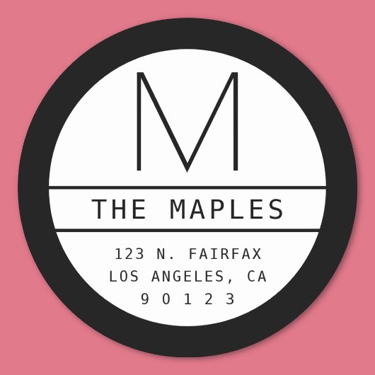 モダン差出人住所&モノグラム |グラデーション黒 ラウンドシール