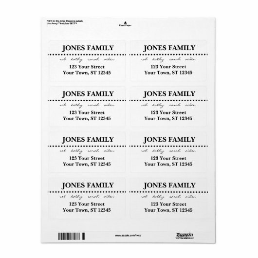 モダン差出人住所 ラベル (フルシート)