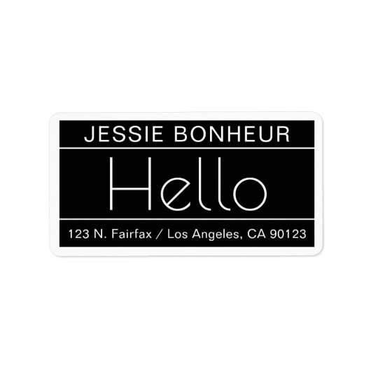 モダン差出人住所（単語「Hello」付き） ラベル (正面)