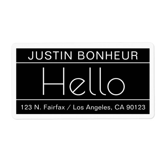 モダン差出人住所(単語「Hello」付き) ラベル (正面)