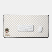 モダン市松模様にレトロ写真 デスクマット (キーボード&マウス)