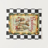 モダン市松模様に素朴パン屋 タペストリー (正面(横))