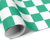 モダン市松模様に緑のグラデーションと白のパターン ラッピングペーパー (ロールコーナー)