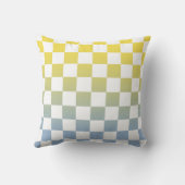 モダン市松模様に黄色から青のグラデーション クッション (裏面)