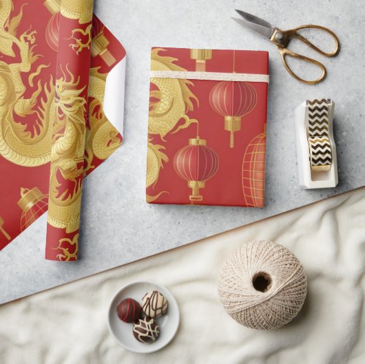 モダン年賀モダン模様 ラッピングペーパー (クラフト)