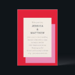 モダン幾何はっきりしたピンクスタイリッシュレ結婚ド 招待状<br><div class="desc">幾何はっきりしたモダンピンクレッドスタイリッシュ結婚式招待状</div>