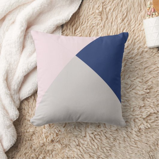 モダン幾何エレガントグレーのネイビー クッション (ブランケット)