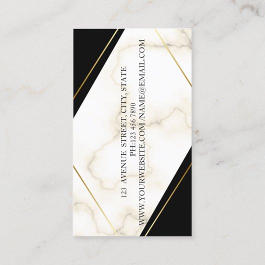 モダン幾何エレガント大理石金ゴールドストライプ 名刺 (裏面)
