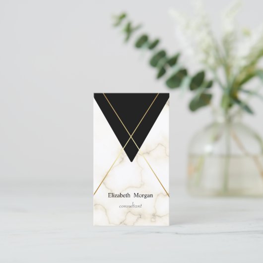 モダン幾何エレガント大理石金ゴールドストライプ 名刺 (スタンド正面)