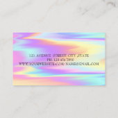 モダン幾何カッコいい，黒，ホログラフィカラフルック 名刺 (裏面)