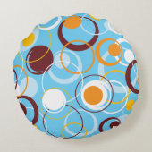 モダン幾何カラフル円の形状パターン ラウンドクッション (裏面)