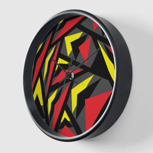 モダン幾何カラフル角ストライプ三角形 壁時計 (傾斜)
