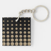 モダン幾何ガーリー黒金ゴールド水玉模様 キーホルダー (裏面)
