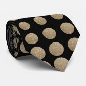 モダン幾何ガーリー黒金ゴールド水玉模様 ネクタイ (ロール)