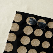 モダン幾何ガーリー黒金ゴールド水玉模様 ビーチタオル (インサイチュ)