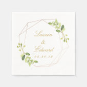 モダン幾何パーソナライズされた結婚緑 スタンダードカクテルナプキン (正面)