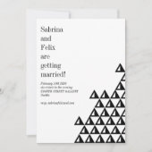 モダン幾何ミニマル白黒結婚ズ 招待状 (正面)