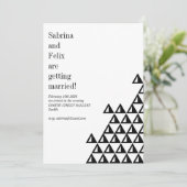 モダン幾何ミニマル白黒結婚ズ 招待状 (スタンド正面)