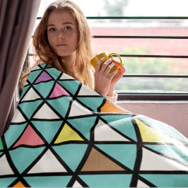 モダン幾何三角形の色ポップ・アートの フリースブランケット