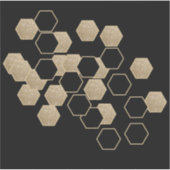 モダン幾何六角ブラックおよび金ゴールドパーティー シール (正面)