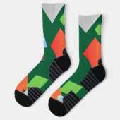 モダン幾何勾配色（緑） ソックス (左)