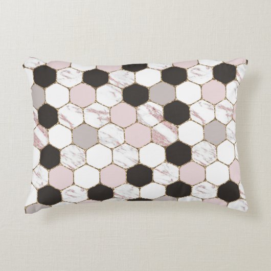 モダン幾何大理石六角パターン アクセントクッション (正面)
