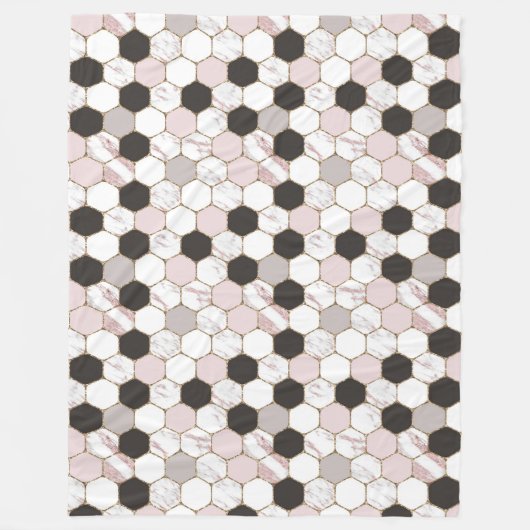 モダン幾何大理石六角パターン フリースブランケット (正面)