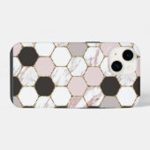モダン幾何大理石六角パターン iPhoneケース (裏面横)