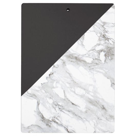 モダン幾何大理石/黒モノグラムのロゴ クリップボード (裏面)