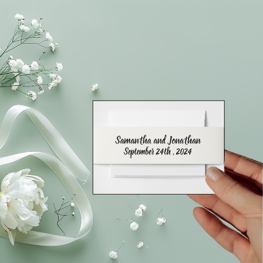 モダン幾何学と小さな花 招待状ベリーバンド