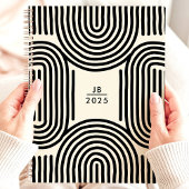 モダン幾何学アーチラインズ 2025 モノグラム プランナー手帳