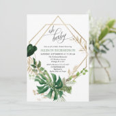 モダン幾何学グリーンのベイビーシャワー 招待状 (スタンド正面)