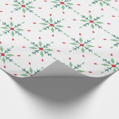 モダン幾何学グリーンスノーフレーククリスマス ラッピングペーパー (角)