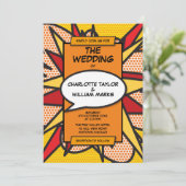 モダン幾何学コミックブックウェディング 招待状 (スタンド正面)