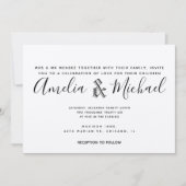 モダン幾何学ゴールド ブラック 結婚式 クラフト 招待状 (正面)