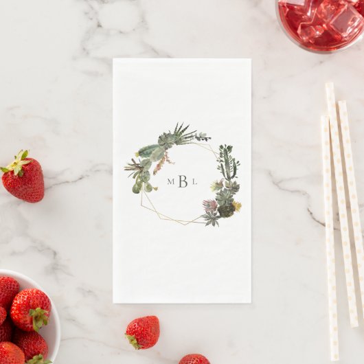 モダン幾何学サボテンモノグラム 白 カスタム (インサイチュ)