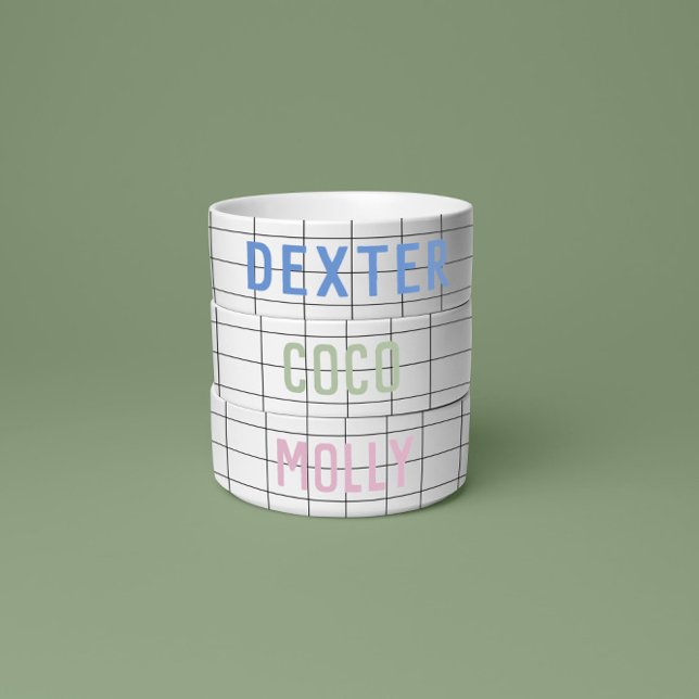 モダン幾何学チェックグリッド 緑 シンプル ボウル (クリエイターアップロード済み)