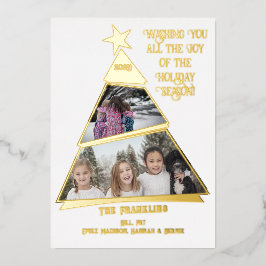 モダン幾何学チルトツリー フォトカード 本物のホイル 箔シーズンカード