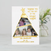 モダン幾何学チルトツリー フォトカード 本物のホイル 箔シーズンカード (立ち正面)