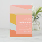 モダン幾何学パステルピンクのウェディングシャワー 招待状 (スタンド正面)