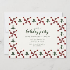 モダン幾何学パターンキルト ホリデーパーティー 招待状