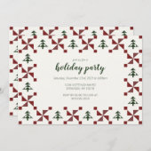 モダン幾何学パターンキルト ホリデーパーティー 招待状 (正面/裏面)