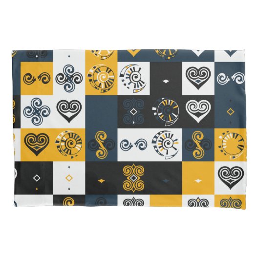 モダン幾何学パターン おしゃれな黄色 枕カバー (正面)