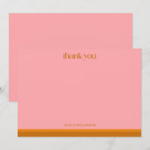 モダン幾何学ピンクオレンジ ブライダルシャワー カスタム サンキューカード (正面/裏面)